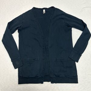 American Apparel Black Cardigan Sweater Size XS‎ Pockets FLAW
